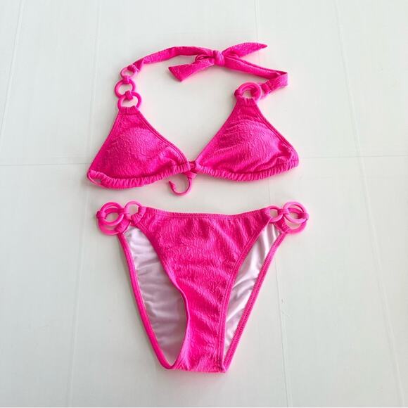 New SHEIN Swim BAE Tie Back Halter Triangle Bikini Swimsuit Women’s SIZE M - Picture 3 of 8